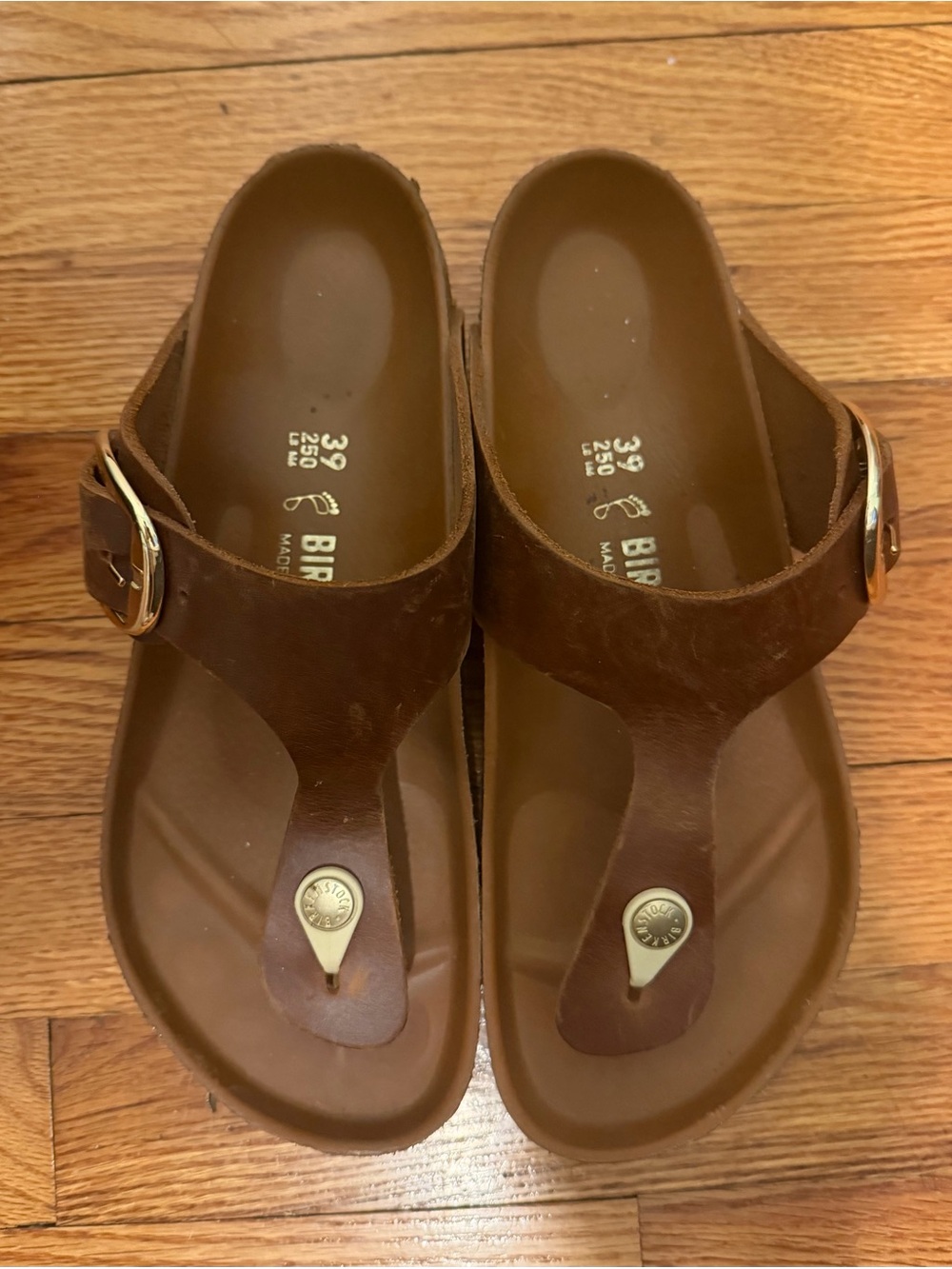 Birkenstock Gizeh Brown Leather Thong Sandals